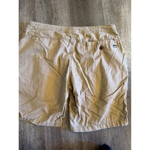 Kavu Mens XL Khaki Cotton Linen Blend Flat Front Outdoor Casual Shorts Tan